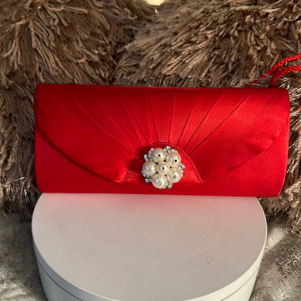 Jessica McClintock Vintage Red Satin purse.